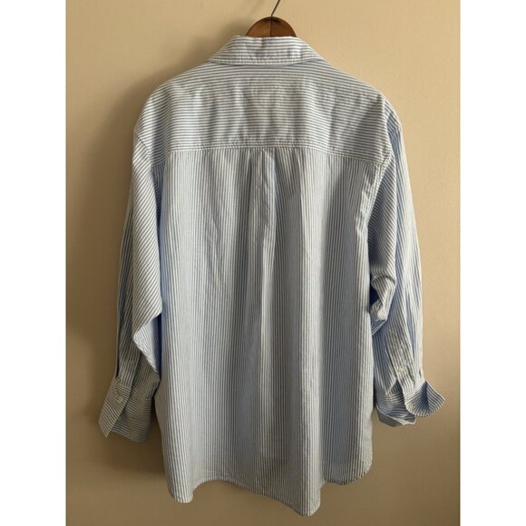 NWT GAP White Blue Striped  Cotton Poplin Oversized Button-Up Big Shirt Large - Picture 8 of 11